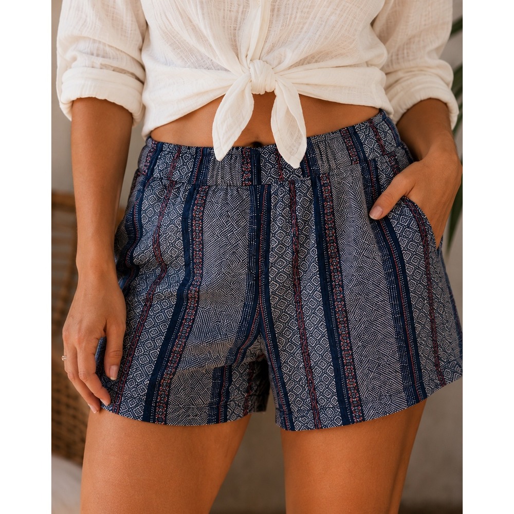 Natural Reflections Women's Boho Cotton Shorts Size Large Tribal Pattern